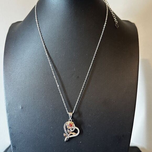 NIB, RG/WG Rose and Heart "I love you" 18k GP over 925 necklace! - Picture 7 of 11